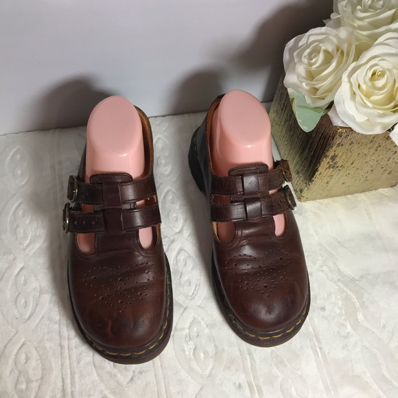 SOLD Dr Doc Martens Mary Jane Sandals Brown - Picture 2 of 8
